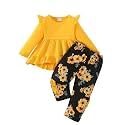 Weebaby Baby Girl Clothes Infant Toddler Girl Clothing Ruffle Shirt High Low Top Floral Allover Pant Little Girls Clothes