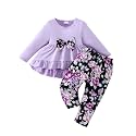 Weebaby Baby Girl Clothes Infant Toddler Girl Clothing Ruffle Shirt High Low Top Floral Allover Pant Little Girls Clothes