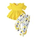 Weebaby Baby Girl Clothes Infant Toddler Girl Clothing Ruffle Shirt High Low Top Floral Allover Pant Little Girls Clothes