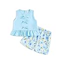 Weebaby Toddler Girl Clothes Baby Summer Outfits Sleeveless Halter Top Ruffle Short Set Cute Kids Clothes Girls