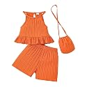 Weebaby Toddler Girl Clothes Baby Summer Outfits Sleeveless Halter Top Ruffle Short Set Cute Kids Clothes Girls