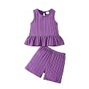 Weebaby Toddler Girl Clothes Baby Summer Outfits Sleeveless Halter Top Ruffle Short Set Cute Kids Clothes Girls