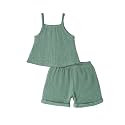 Weebaby Toddler Girl Clothes Baby Summer Outfits Sleeveless Halter Top Ruffle Short Set Cute Kids Clothes Girls