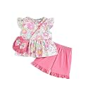 Weebaby Toddler Girl Clothes Baby Summer Outfits Sleeveless Halter Top Ruffle Short Set Cute Kids Clothes Girls