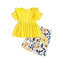 Weebaby Toddler Girl Clothes Baby Summer Outfits Sleeveless Halter Top Ruffle Short Set Cute Kids Clothes Girls