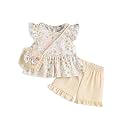 Weebaby Toddler Girl Clothes Baby Summer Outfits Sleeveless Halter Top Ruffle Short Set Cute Kids Clothes Girls