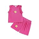 Weebaby Toddler Girl Clothes Baby Summer Outfits Sleeveless Halter Top Ruffle Short Set Cute Kids Clothes Girls