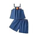 Weebaby Toddler Girl Clothes Baby Summer Outfits Sleeveless Halter Top Ruffle Short Set Cute Kids Clothes Girls
