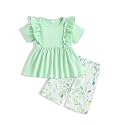 Weebaby Toddler Girl Clothes Baby Summer Outfits Sleeveless Halter Top Ruffle Short Set Cute Kids Clothes Girls