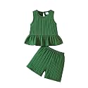 Weebaby Toddler Girl Clothes Baby Summer Outfits Sleeveless Halter Top Ruffle Short Set Cute Kids Clothes Girls