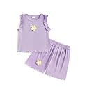Weebaby Toddler Girl Clothes Baby Summer Outfits Sleeveless Halter Top Ruffle Short Set Cute Kids Clothes Girls