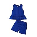 Weebaby Toddler Girl Clothes Baby Summer Outfits Sleeveless Halter Top Ruffle Short Set Cute Kids Clothes Girls