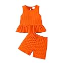 Weebaby Toddler Girl Clothes Baby Summer Outfits Sleeveless Halter Top Ruffle Short Set Cute Kids Clothes Girls