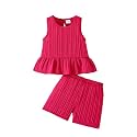 Weebaby Toddler Girl Clothes Baby Summer Outfits Sleeveless Halter Top Ruffle Short Set Cute Kids Clothes Girls