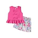 Weebaby Toddler Girl Clothes Baby Summer Outfits Sleeveless Halter Top Ruffle Short Set Cute Kids Clothes Girls
