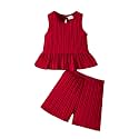 Weebaby Toddler Girl Clothes Baby Summer Outfits Sleeveless Halter Top Ruffle Short Set Cute Kids Clothes Girls
