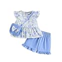 Weebaby Toddler Girl Clothes Baby Summer Outfits Sleeveless Halter Top Ruffle Short Set Cute Kids Clothes Girls