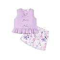 Weebaby Toddler Girl Clothes Baby Summer Outfits Sleeveless Halter Top Ruffle Short Set Cute Kids Clothes Girls
