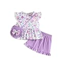 Weebaby Toddler Girl Clothes Baby Summer Outfits Sleeveless Halter Top Ruffle Short Set Cute Kids Clothes Girls