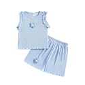 Weebaby Toddler Girl Clothes Baby Summer Outfits Sleeveless Halter Top Ruffle Short Set Cute Kids Clothes Girls