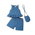 Weebaby Toddler Girl Clothes Baby Summer Outfits Sleeveless Halter Top Ruffle Short Set Cute Kids Clothes Girls