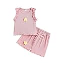 Weebaby Toddler Girl Clothes Baby Summer Outfits Sleeveless Halter Top Ruffle Short Set Cute Kids Clothes Girls