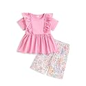 Weebaby Toddler Girl Clothes Baby Summer Outfits Sleeveless Halter Top Ruffle Short Set Cute Kids Clothes Girls
