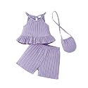 Weebaby Toddler Girl Clothes Baby Summer Outfits Sleeveless Halter Top Ruffle Short Set Cute Kids Clothes Girls