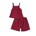 Weebaby Toddler Girl Clothes Baby Summer Outfits Sleeveless Halter Top Ruffle Short Set Cute Kids Clothes Girls