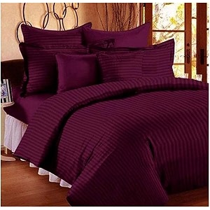 400tc microfiber satin stripe cotton ac comforter set king size double bed with 1 flat bedsheet-90x100 inch and two pillow covers ii 4 pc bedding set for homehotelswine