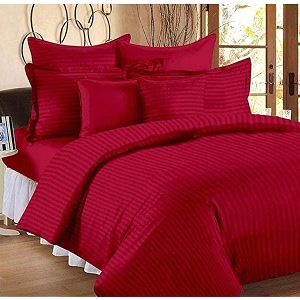 400tc microfiber satin stripe cotton ac comforter set king size double bed with 1 flat bedsheet-90x100 inch and two pillow covers ii 4 pc bedding set for homehotelsblack