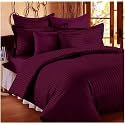 400TC Microfiber Satin Stripe Cotton AC Comforter Set King Size Double Bed with 1 Flat bedsheet-90x100 inch and Two Pillow Covers II 4 pc Bedding Set for Home|Hotels|(Wine)