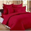 400TC Microfiber Satin Stripe Cotton AC Comforter Set King Size Double Bed with 1 Flat bedsheet-90x100 inch and Two Pillow Covers II 4 pc Bedding Set for Home|Hotels|(Black)