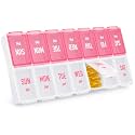 AMOOS Weekly Pill Organizer 2 Times a Day, Large Compartments, BPA-Free