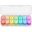 Weekly Pill Organizer 2 Times a Day - AM PM Pill Organizer with 7 Daily Color-Coded Small Cases, Morning and Night Travel Pill Cases for Vitamins, Medicine, &amp; Supplements