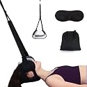 WEEOATAR Adjustable Neck Traction Stretcher Strap for Pinched Nerves, Portable and Easy to Use with Release Buckle, Neck Decompression Device with Ear Hole for Indoors or Outdoors (Black 2)