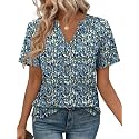 WEESO Womens Tops Summer Short Sleeve V Neck Blouses Business Casual Loose Fit Tshirts Trendy Fashion Outfits