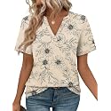 WEESO Womens Tops Summer Short Sleeve V Neck Blouses Business Casual Loose Fit Tshirts Trendy Fashion Outfits