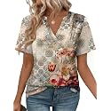 WEESO Womens Tops Summer Short Sleeve V Neck Blouses Business Casual Loose Fit Tshirts Trendy Fashion Outfits