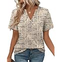 WEESO Womens Tops Summer Short Sleeve V Neck Blouses Business Casual Loose Fit Tshirts Trendy Fashion Outfits