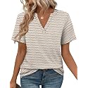 WEESO Womens Tops Summer Short Sleeve V Neck Blouses Business Casual Loose Fit Tshirts Trendy Fashion Outfits