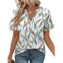 WEESO Womens Tops Summer Short Sleeve V Neck Blouses Business Casual Loose Fit Tshirts Trendy Fashion Outfits