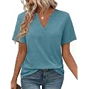 WEESO Womens Tops Summer Short Sleeve V Neck Blouses Business Casual Loose Fit Tshirts Trendy Fashion Outfits