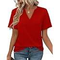 WEESO Womens Tops Summer Short Sleeve V Neck Blouses Business Casual Loose Fit Tshirts Trendy Fashion Outfits