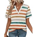 WEESO Womens Tops Summer Short Sleeve V Neck Blouses Business Casual Loose Fit Tshirts Trendy Fashion Outfits