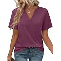 WEESO Womens Tops Summer Short Sleeve V Neck Blouses Business Casual Loose Fit Tshirts Trendy Fashion Outfits