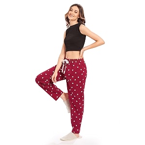 WEET Womens Cotton Heart Printed PyjamaNight Lounge