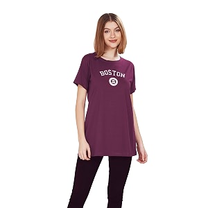 WEET Womens Cotton Long Printed T-Shirt