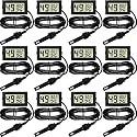 Weewooday 12 Pcs Digital Humidity Meter with Probe LCD Thermometer,Black