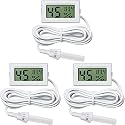Weewooday 3 Pcs Digital Humidity Meter with Probe LCD Thermometer,White